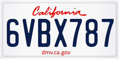 CA license plate 6VBX787