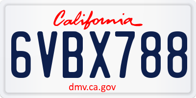 CA license plate 6VBX788