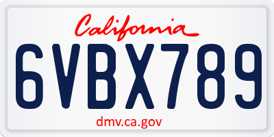 CA license plate 6VBX789