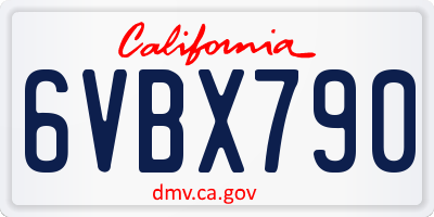 CA license plate 6VBX790