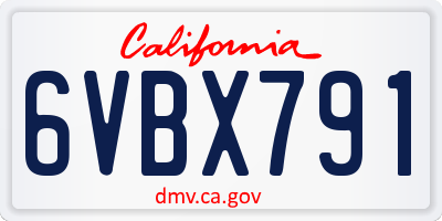 CA license plate 6VBX791