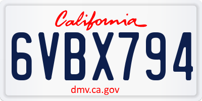 CA license plate 6VBX794
