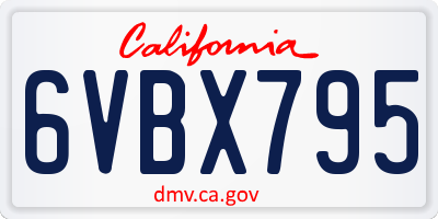 CA license plate 6VBX795