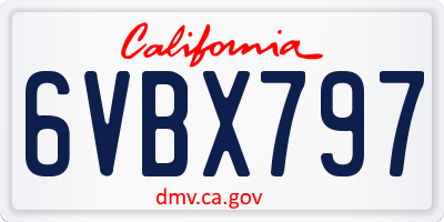 CA license plate 6VBX797
