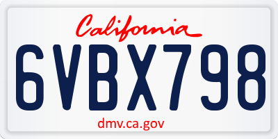 CA license plate 6VBX798
