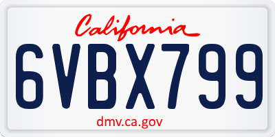 CA license plate 6VBX799