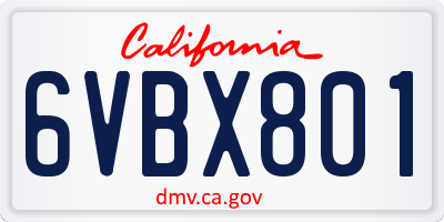 CA license plate 6VBX801