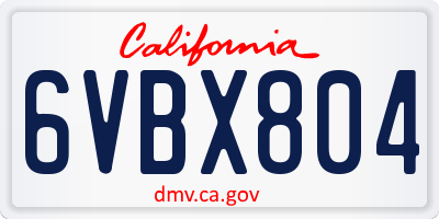 CA license plate 6VBX804