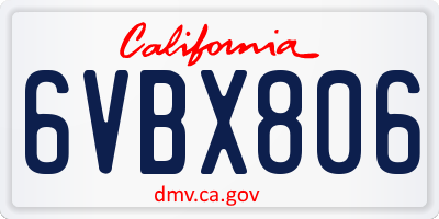 CA license plate 6VBX806