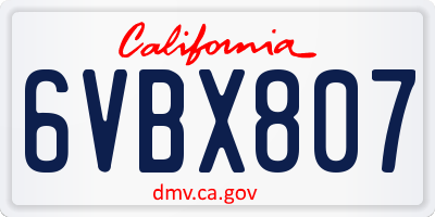 CA license plate 6VBX807