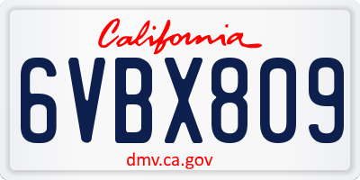 CA license plate 6VBX809