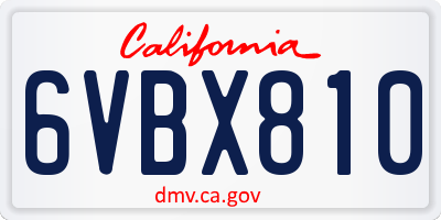 CA license plate 6VBX810