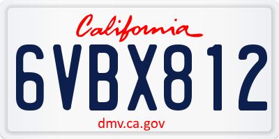CA license plate 6VBX812