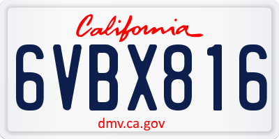 CA license plate 6VBX816