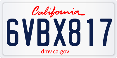 CA license plate 6VBX817