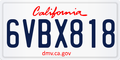 CA license plate 6VBX818