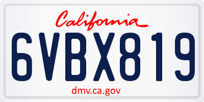 CA license plate 6VBX819