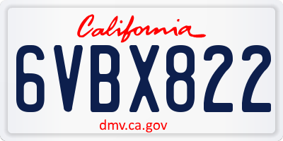 CA license plate 6VBX822