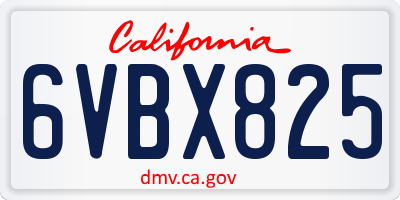 CA license plate 6VBX825