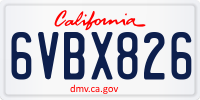 CA license plate 6VBX826
