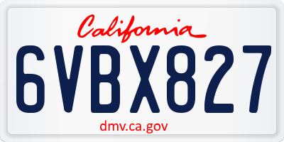 CA license plate 6VBX827