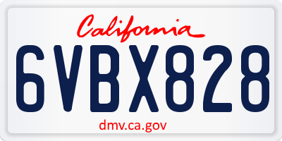 CA license plate 6VBX828