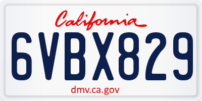 CA license plate 6VBX829