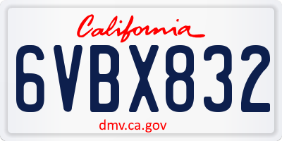 CA license plate 6VBX832