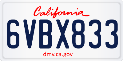 CA license plate 6VBX833