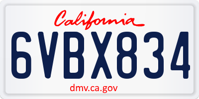 CA license plate 6VBX834