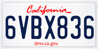 CA license plate 6VBX836