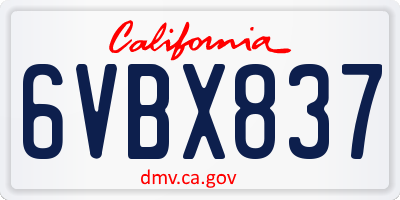 CA license plate 6VBX837