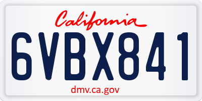 CA license plate 6VBX841