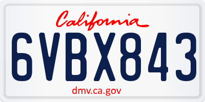 CA license plate 6VBX843