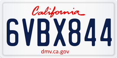 CA license plate 6VBX844