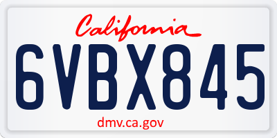 CA license plate 6VBX845