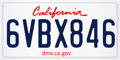 CA license plate 6VBX846