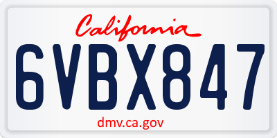 CA license plate 6VBX847