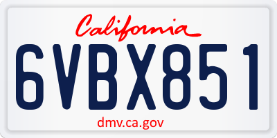 CA license plate 6VBX851