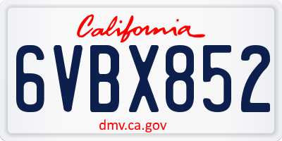 CA license plate 6VBX852