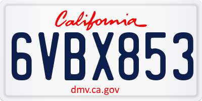 CA license plate 6VBX853