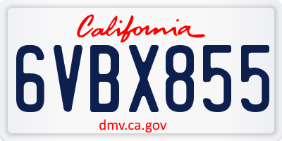 CA license plate 6VBX855