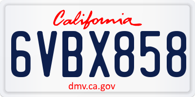 CA license plate 6VBX858