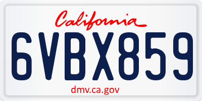 CA license plate 6VBX859