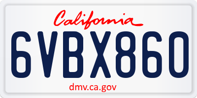 CA license plate 6VBX860