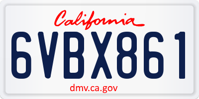 CA license plate 6VBX861