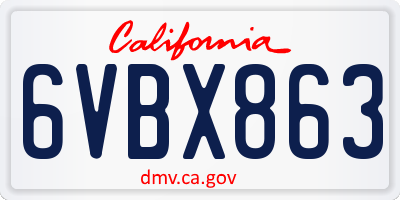 CA license plate 6VBX863