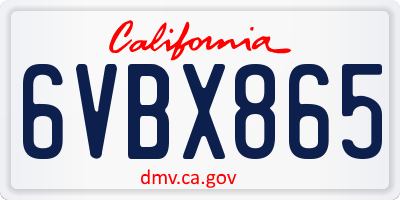 CA license plate 6VBX865