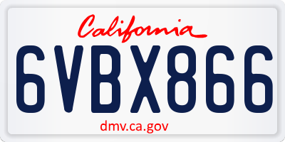 CA license plate 6VBX866