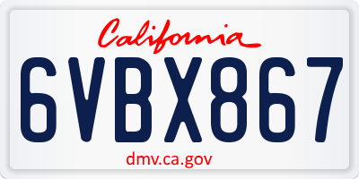 CA license plate 6VBX867